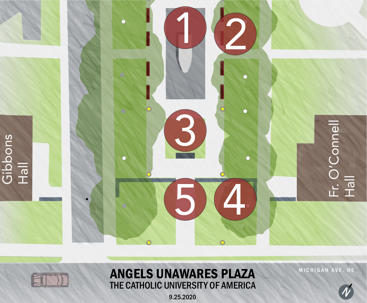 Placement of Angels Unawares on campus