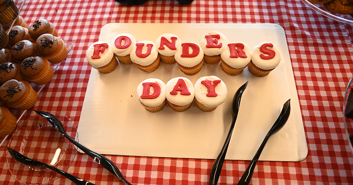 Cupcakes spell out Founders Day