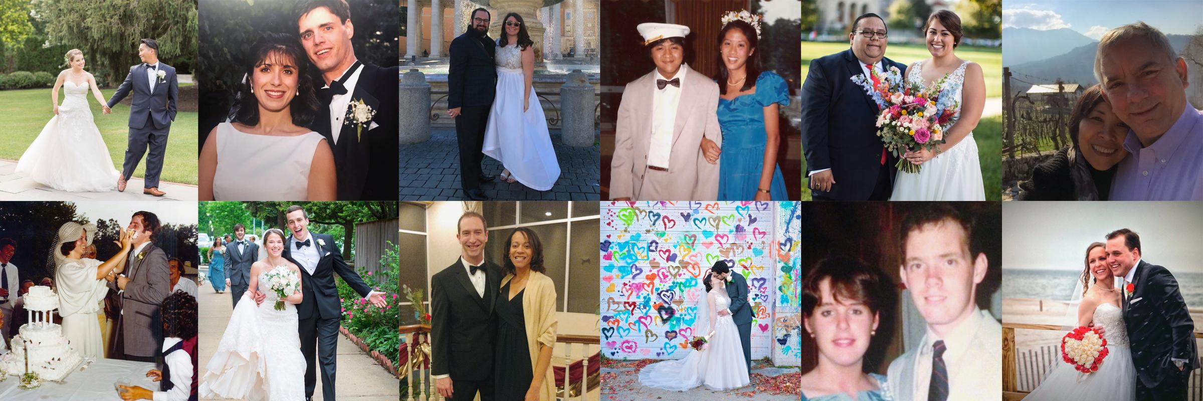 Photo montage of married alumni couples