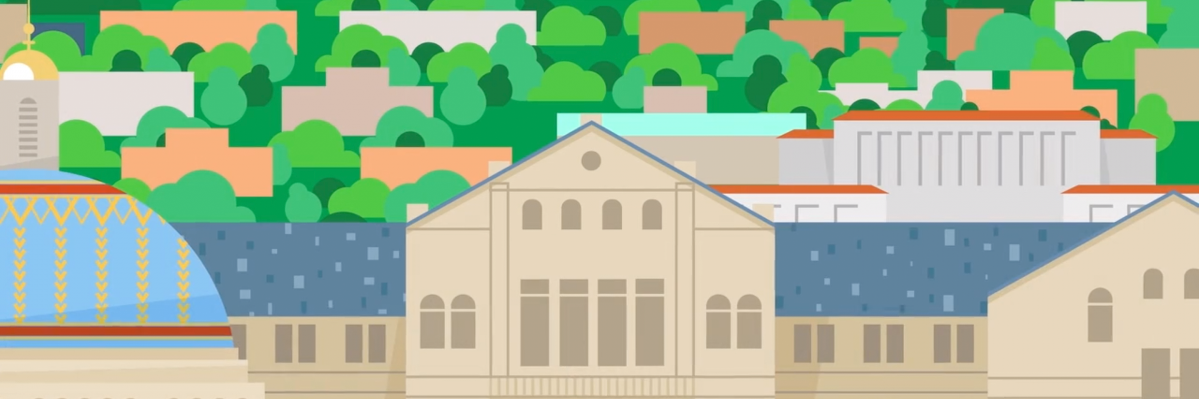 Illustration of McMahon Hall and the Basilica