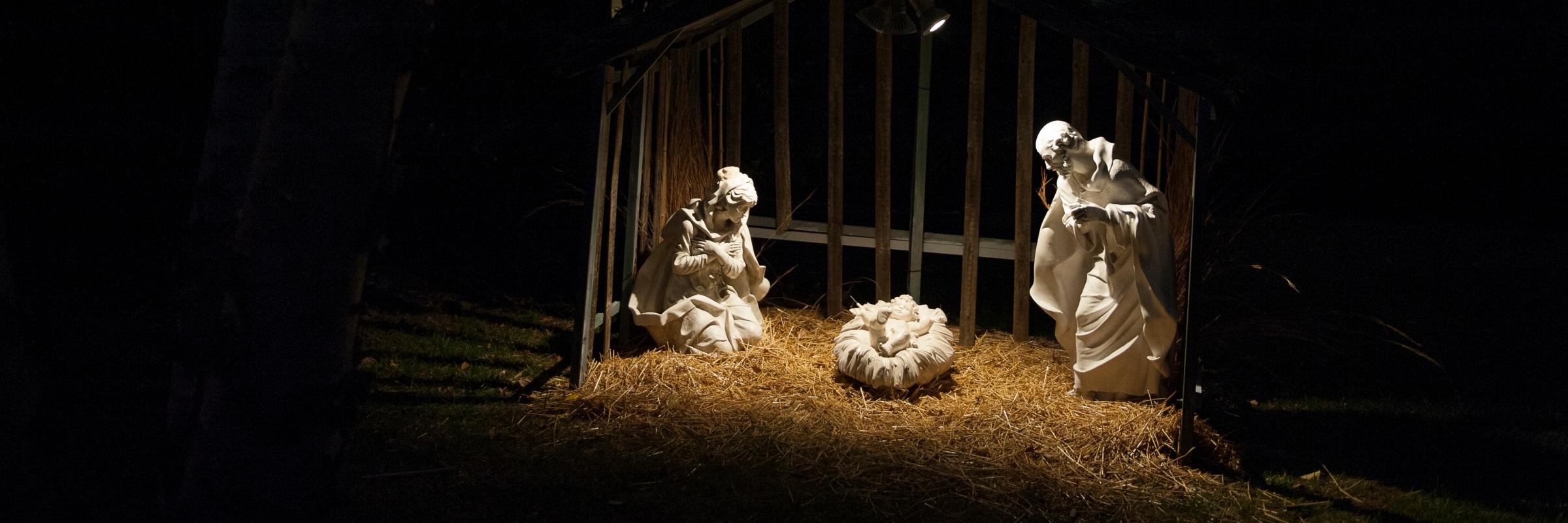 Campus nativity scene by McMahon Hall