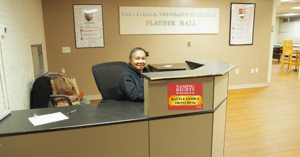 Front desk of Flather Hall