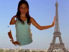 Image of student with Eiffel Tower