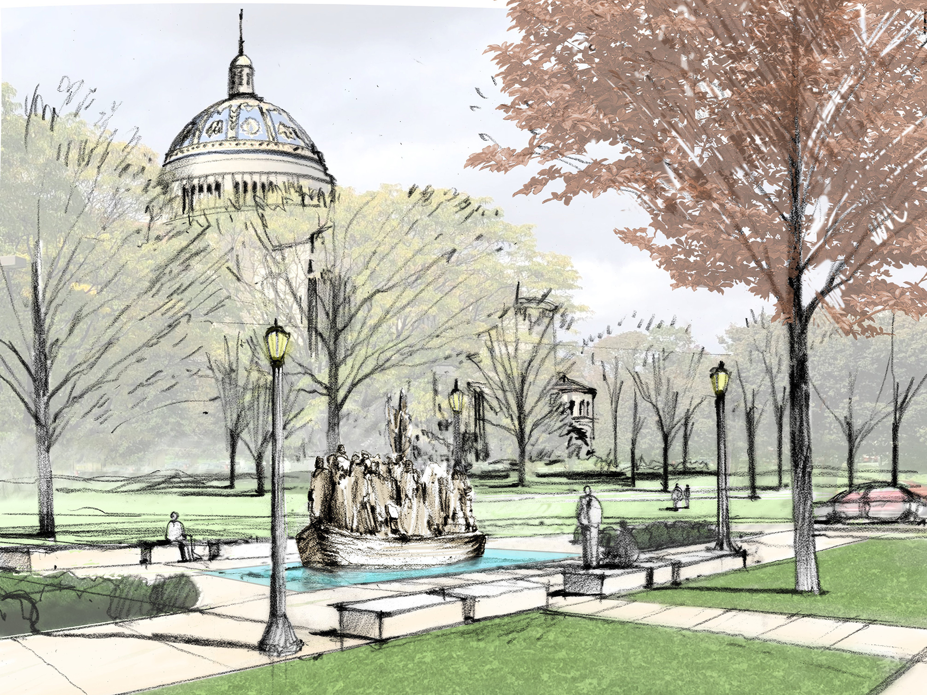 Rendering of the Angels Unawares plaza