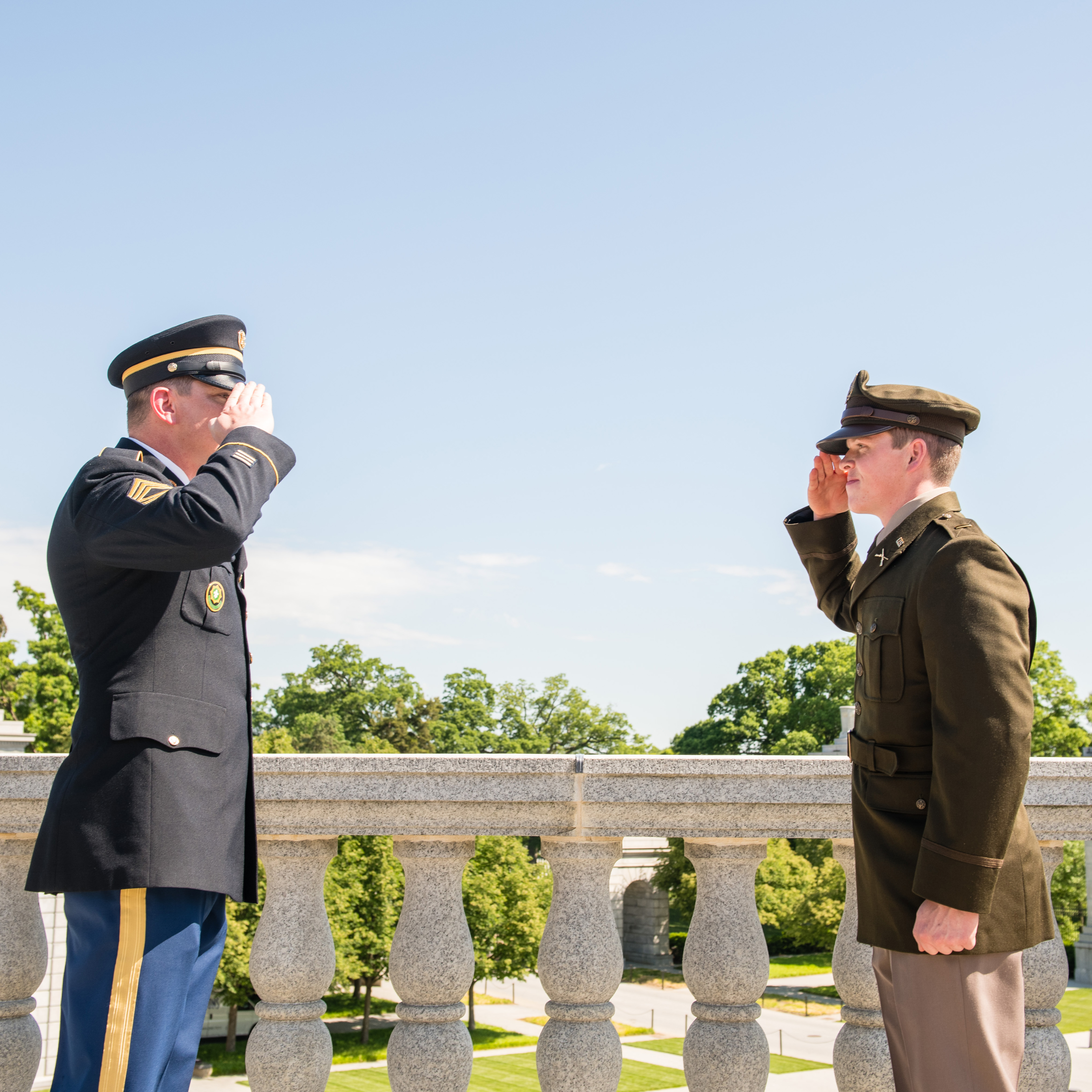 ROTC student salutes officer