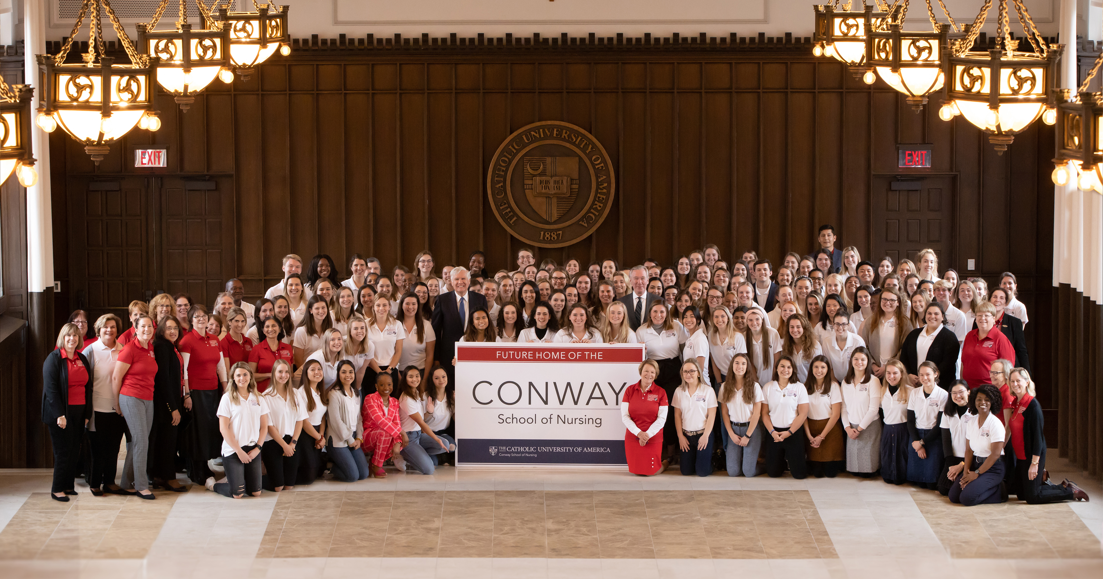 Bill Conway with nursing students, faculty, and staff