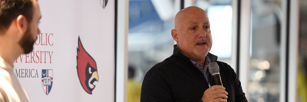 Mike Rizzo at The Business of Baseball event for CatholicU alumni