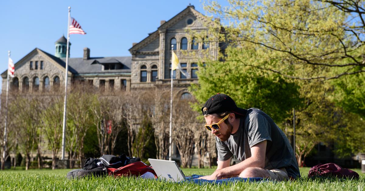 Student on the University lawn