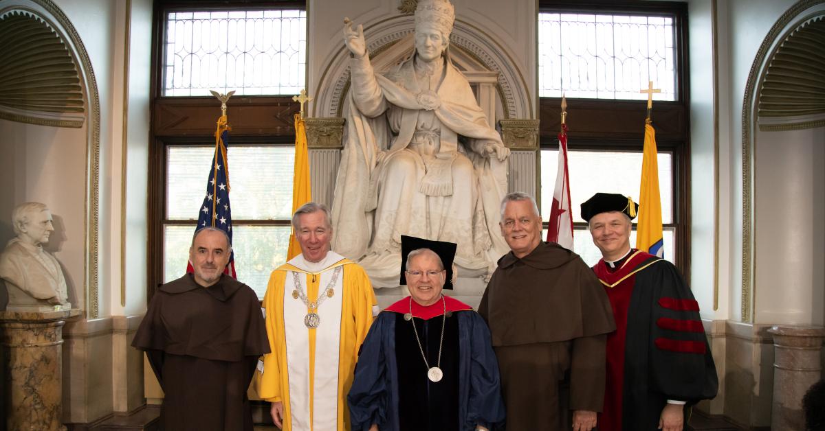 Steven Payne with Carmelite and University leaders