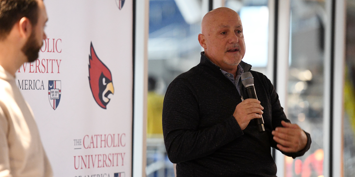 Mike Rizzo at The Business of Baseball event for CatholicU alumni