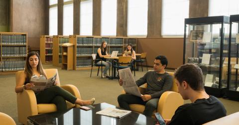Students in Mullen Library