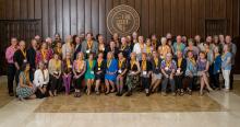 The Class of 1969 in Heritage Hall during Cardinal Weekend