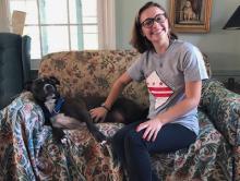 Student with her dog