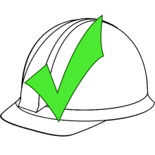 Hard hat with a check mark on it